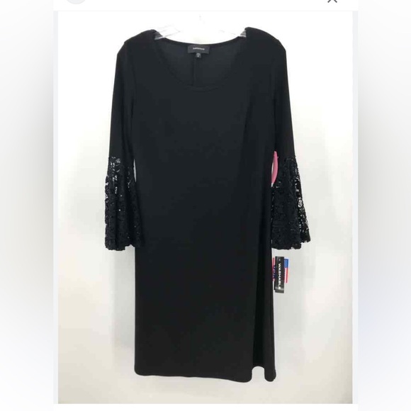 NWT Royal Blue R & M Richards sequins lace bell
sleeve round neck shift dress - Picture 4 of 5